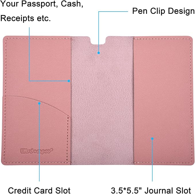Journal Cover, 2 Pack Wisdompro PU Leather Notebook Cover for Field Notes,or Other 3.5" x 5.5" Pocket Notebooks - Pink