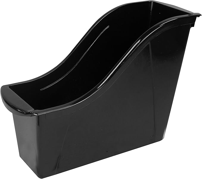 Storex Small Book Bin, Linking Storage Bins, Dry Erase Surface, 11.75" x 8.5" x 4.5", Onyx, 6-Pack, Oynx