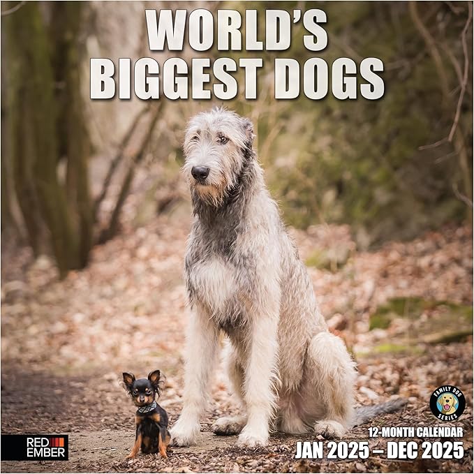 RED EMBER World's Biggest Dogs 2025 Wall Calendar 12 Month | 12" x 24" Open | Thick & Sturdy Paper | Giftable | Calendar 2025