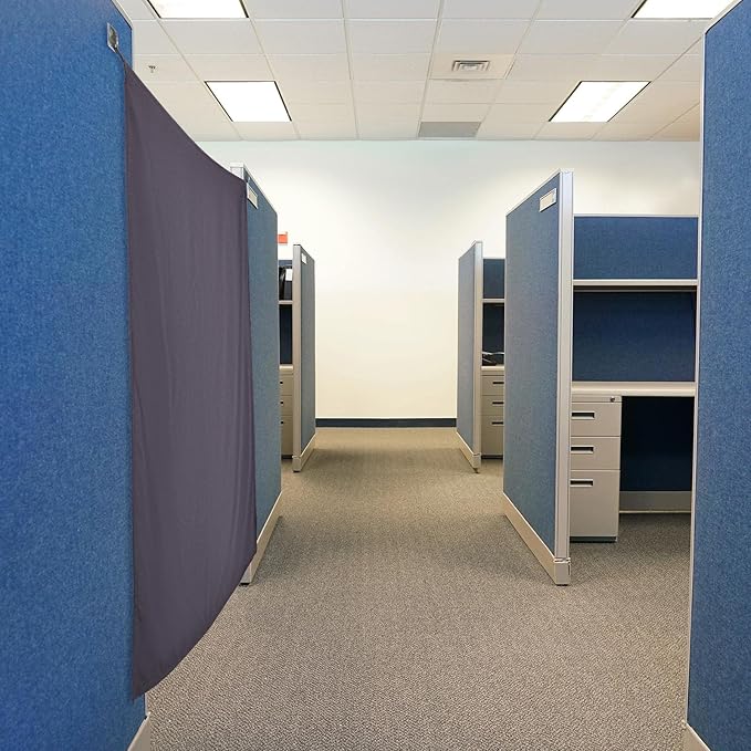 Pinkunn 40 x 48 Inch Office Cubicle Curtain with Stainless Steel Self Adhesive Hook Portable Privacy Door Partition Room Dividers Room Divider Office Divider for Office Cubicle(Gray Brown)