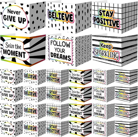 Honoson 24 Pcs Bulk Inspirational Privacy Folders for Students Cardboard Test Privacy Boards Motivational Words Desk Dividers Shield for Classroom School Study Supplies, 6 Styles(Polka Dot)