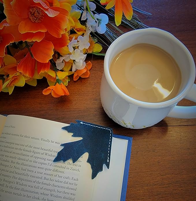 Bookmark-4 -Corner Leather Bookmarks- Leather Bookmark-Maple Leaf-Bookmarks- Reader Gifts- Book Lover Gifts- Book Club Gifts- Book Accessories for Reading Lovers-Cute Bookmarks