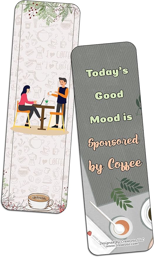 Creanoso Funny Barista Quotes Bookmarks (5-Sets X 6 Cards) – Daily Inspirational Card Set – Interesting Book Page Clippers – Great Gifts for Adults and Professionals
