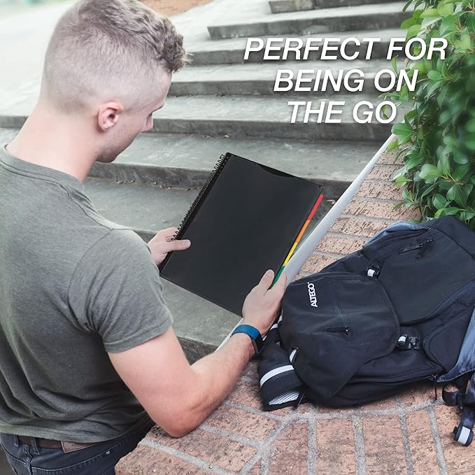 Samsill 2 Pack 10 Pocket Project Organizer with 5 Dividers,File Folders Letter Size,Customizable Front Cover,Inner Zipper Pouch,Erasable Write-On Tabs in Assorted Colors, Plastic Folders with Pockets