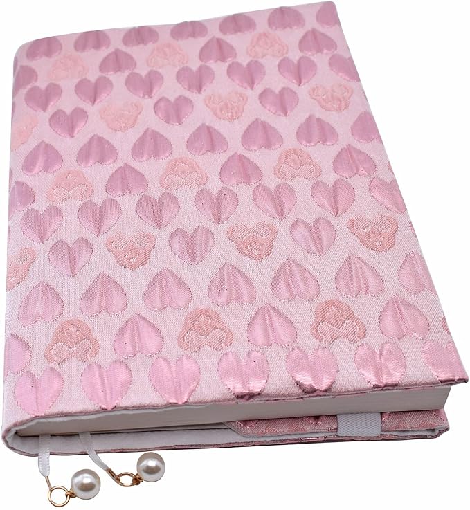 BLBMH A5 Book Covers for Paperbacks Love Adjustable Fabric Book Sleeve Cover Protector Fit for 5.5x8.2 inch Hardcover Softcover Book Novels Notebook - BC33 Pink