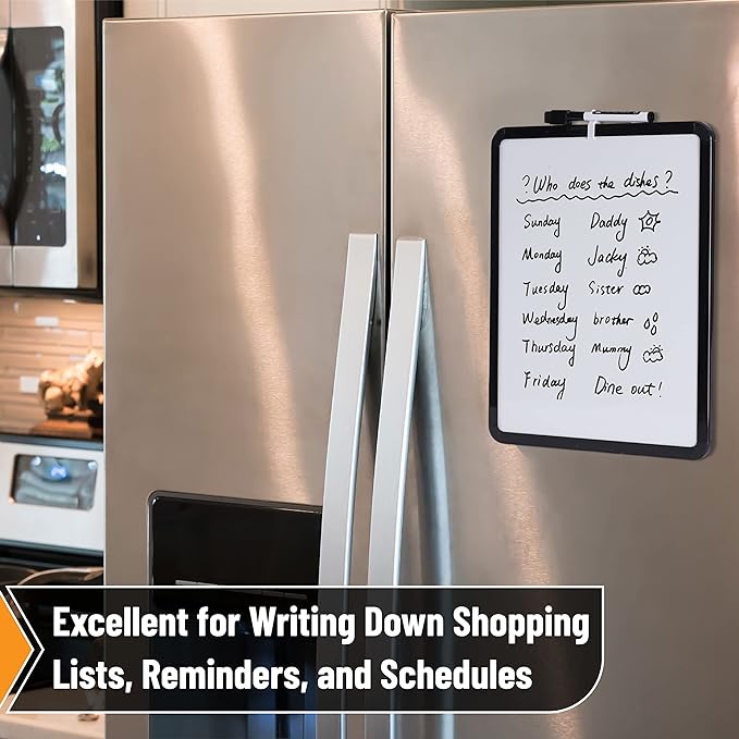 Mr. Pen- Dry Erase Board, 14” X 11” with a Black Dry Erase Marker, Black Frame, Small White Board, Small Dry Erase Board for Fridge, Dry Erase Board Small