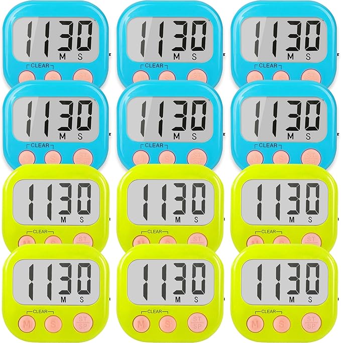 Classroom Timers for Teachers Kids Large Magnetic Digital Timer 12 Pack-Blue Green