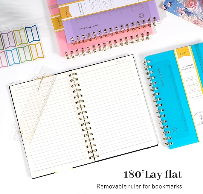 Yoment Spiral Notebook College Ruled A5 Spiral Bound Journal 160 Pages Thick Paper Plastic Hardcover Spiral Notebook 5x7 Wire Bound Notebooks for Note Taking School Office Supplies,Black