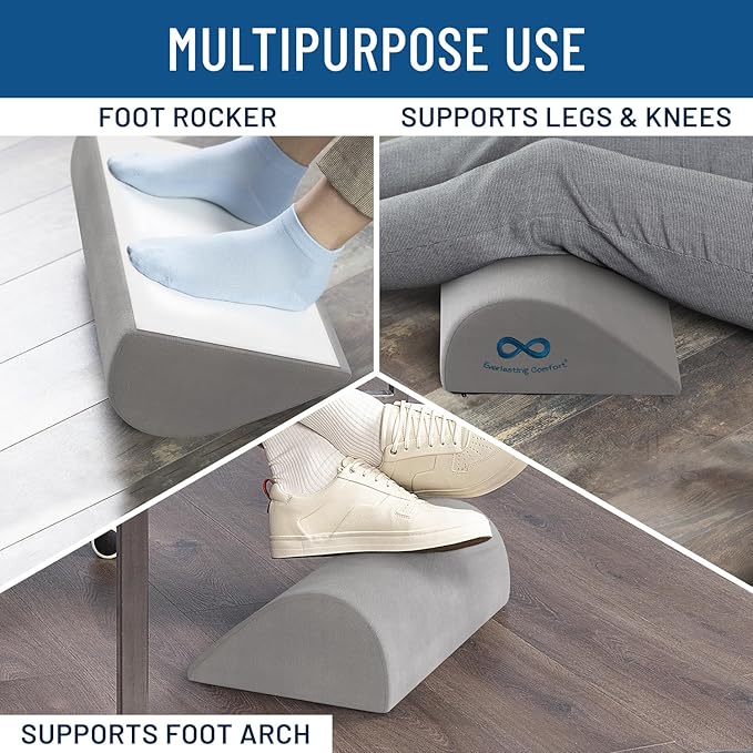 Foot Rest for Under Desk at Work - Memory Foam Office Foot Stool & Under Desk Footrest Leg Elevation Pillow for Gaming & Home Office, Supports Posture