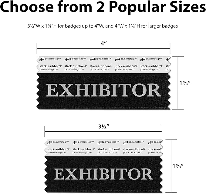 Conference Badge Ribbons with Adhesive, 4 x 1-5/8”, 100pk (50 Attendee, 20 First Time, 10 Sponsor, 10 Exhibitor, 10 Speaker), Satin