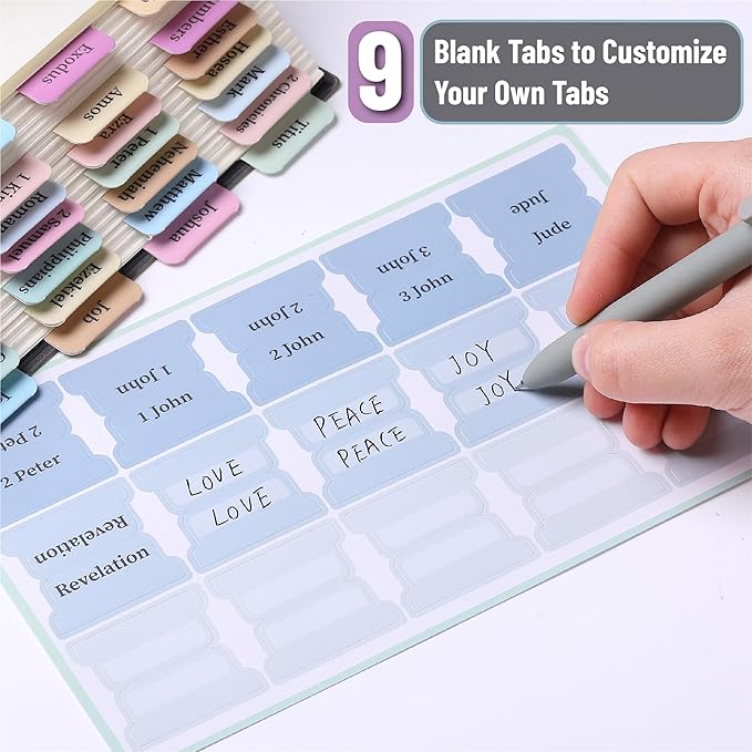 Mr. Pen- Bible Tabs, 75 Tabs, Pastel Colors, Laminated Bible Tabs for Women and Men, Bible Tabs for Study Bible, Bible Index Tabs, Bible Book Tabs, Bible Labels Tabs, Mr Pen Bible Tabs