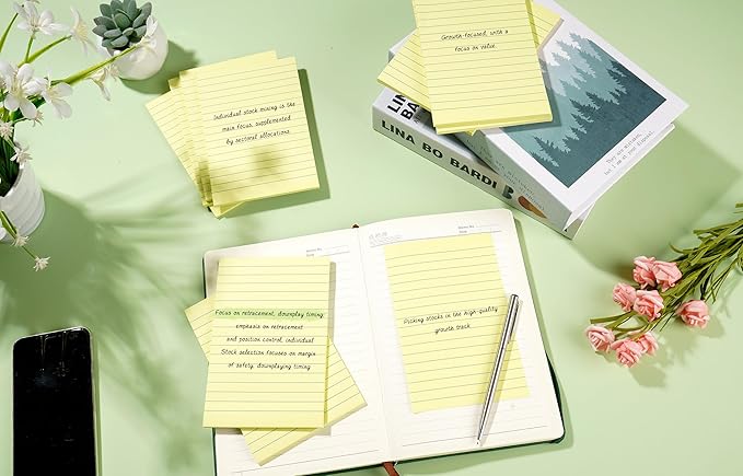 9 Pads Lined Sticky Notes 4x6 inch Post, Canary Yellow, Clean Removal, Self-Stick Pads, Large Sticky Notes Easily Used for Home, Office, School, 40 Sheets/Pad