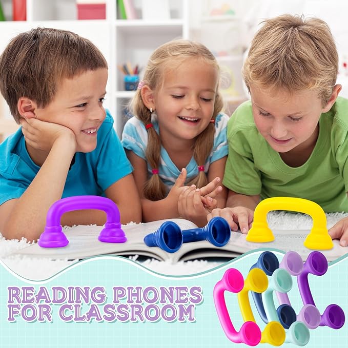 Shappy Bulk Whisper Reading Phones 24 Pcs Whisper Auditory Feedback Phone Classroom Manipulative Hear Myself Sound Speech Therapy Tool for Kids Accelerate Reading Fluency Pronunciation(Rainbow Color)