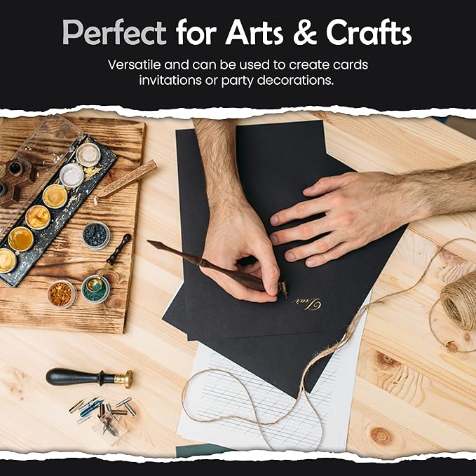 SANZIX 120 Pack Blank Business Cards 2" x 3.5" 220 GSM-80 Lbs Customizable Black Cardstock Business Card Paper for Printer | Black Blank Thankyou & Message Cards.