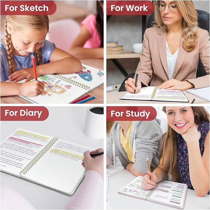 Taja Blank Spiral Journal Notebook for Women & Men, 140 Pages, Sketch Book, Plain Notebook for Drawing & Sketching, Journals for Creative Writing, A5(6"x8") - Black