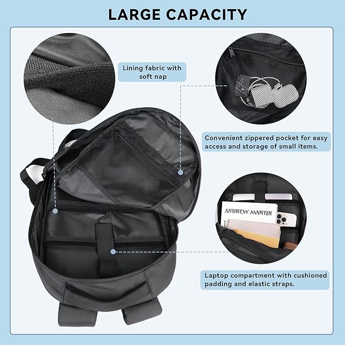 Zavothy Lightweight School Backpack with Laptop Compartment, 15.6 inch Business Computer Backpack Simple Small Backpack for Women Men Water Resistant Casual Daypack Backpack Black