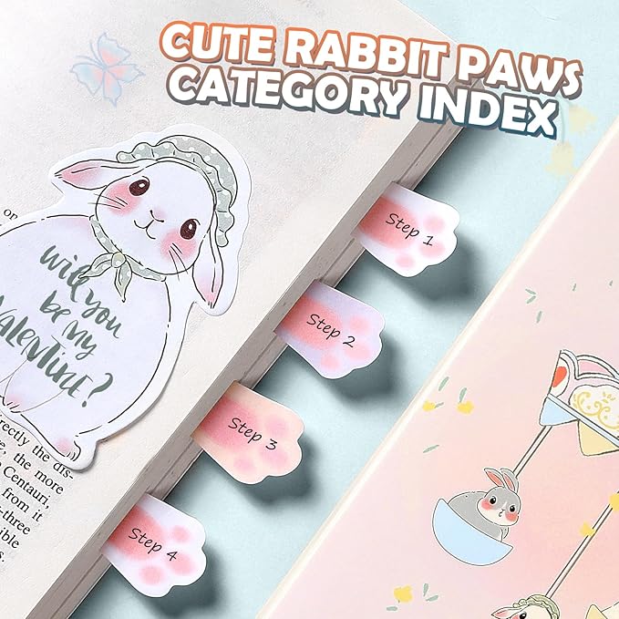 Hommie Cute Sticky Notes, Sticky Notes Set Planner Dividers Self-Stick Notes Pads Animal Divider Tabs Bundle Writing Memo for Home Office School Supplies