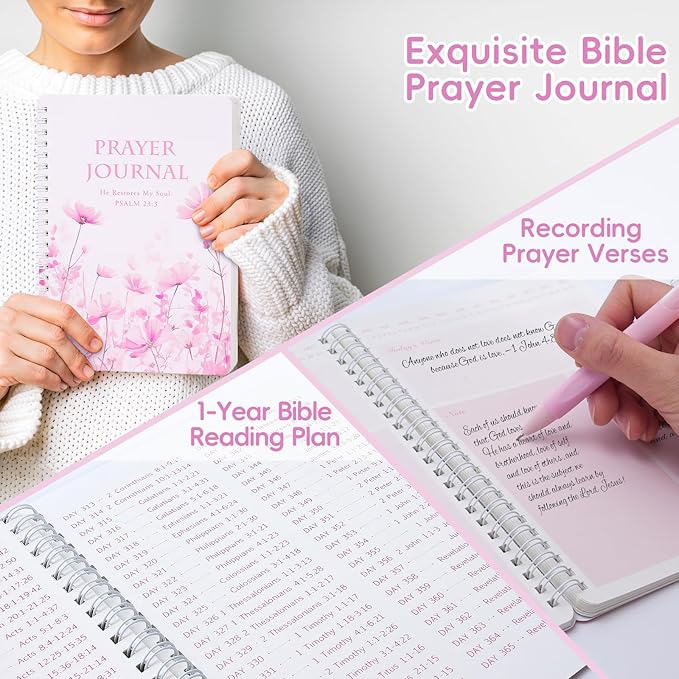 XKDOUS Bible Study Supplies Journaling Kit for Women, Bible Study Kit, Bible Study Tools with Prayer Journal Pencil Case Bible Accessories, Christian Gifts for Women, Pink