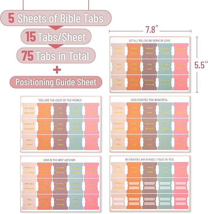 Mr. Pen- Bible Tabs, 75 Tabs, Spring Palette, Gold Embossed Lettering, Laminated Bible Tabs for Women and Men, Bible Tabs for Study Bible Index Tabs, Bible Book Tabs, Bible Labels Tabs