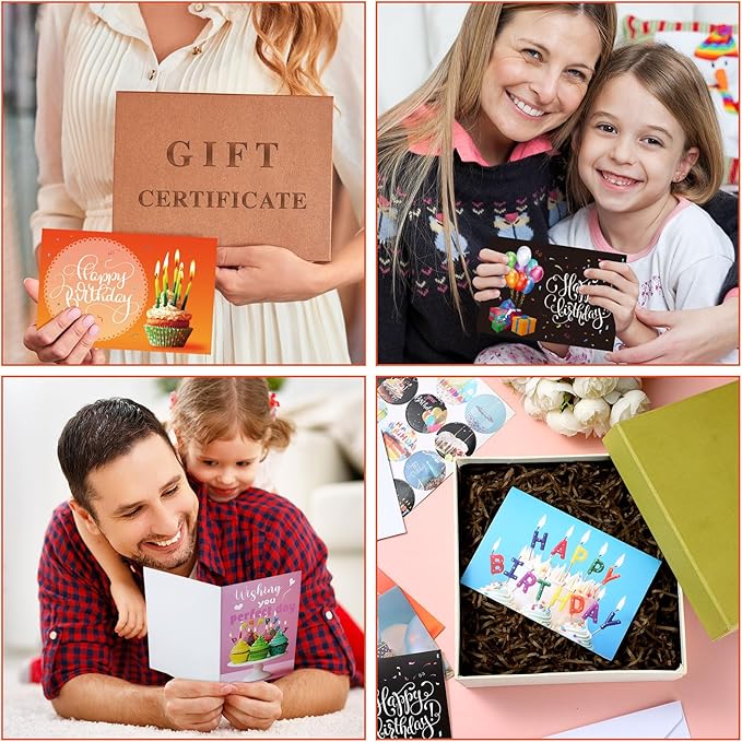 Harloon 200 Pack Happy Birthday Card Assorted Bulk with Blank Envelopes and Stickers 4 x 6 Inches Greeting Blank Happy Birthday Cards for Men Women Adults Kids, 20 Styles(Actual Style)