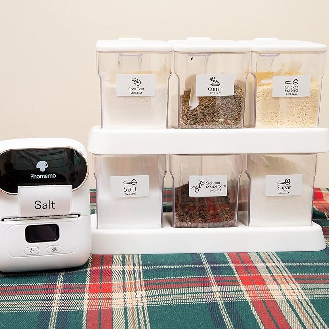 Phomemo Labels - Sticker Thermal Label for M110/M100/M108/M120/M220/M221/M120/M200 Label Printer, 1.57"x1.18"(40x30mm),Phomemo M110 M100 Labels, 690 Labels/3Roll, Square, Black on White