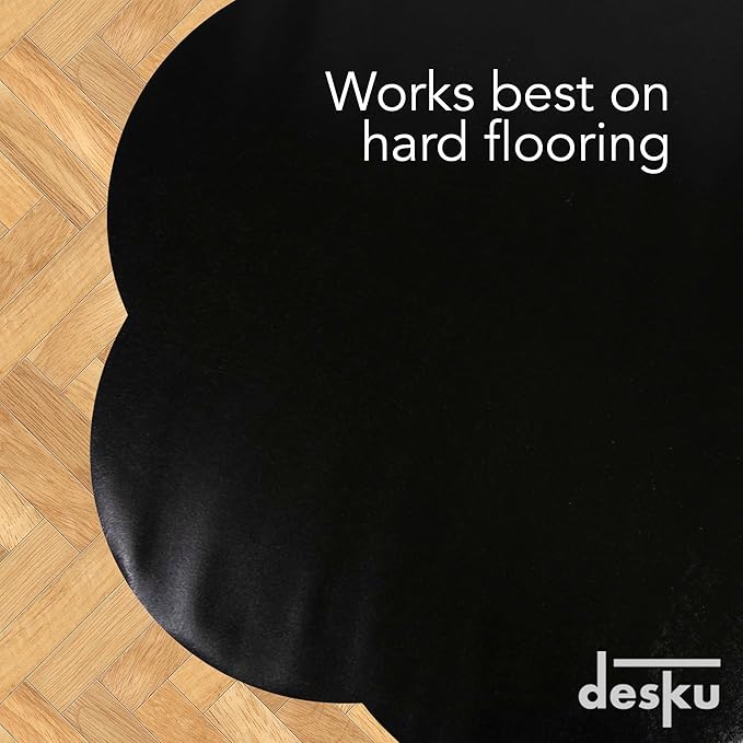 DESKU Flower Power Desk Chair Mat – Heavy-Duty PVC Mats for Hard Floor Protection, Black, 48 x 49 Inches, Made in The USA
