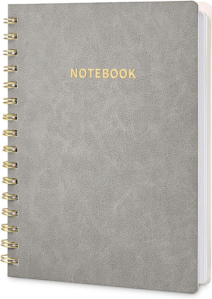 Spiral Notebook College Ruled Soft Cover Suede Aesthetic Note book 160 Pages 8.5" x 6.34" For Work Note taking,Journals For Writing School Office With Double-Sided Pocket,100GSM Thick Paper