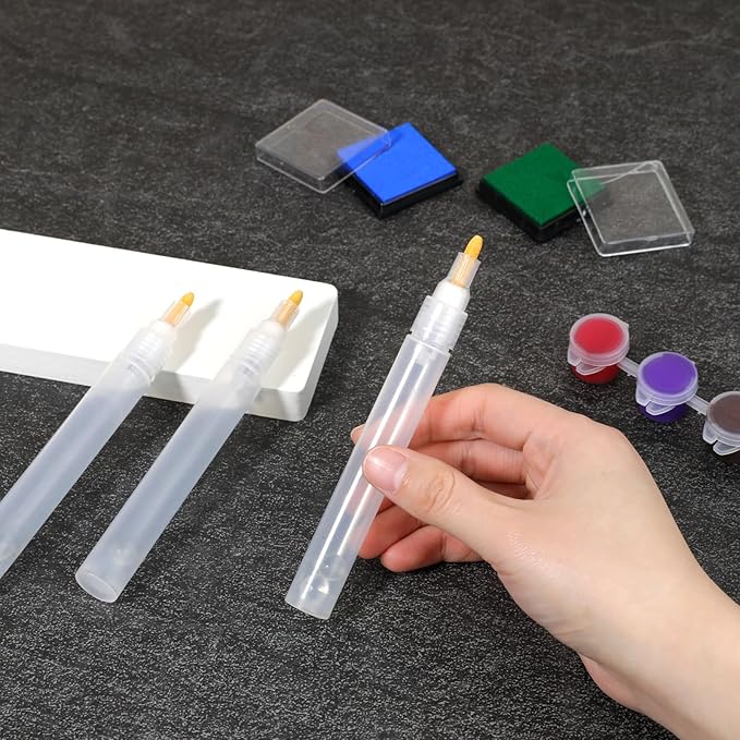KALIONE Acrylic Paint Markers, 6 Empty Paint Markers, 3 Pcs 3mm and 3 Pcs 6.5mm White Paint Pens Empty Acrylic Marker, Empty Paint Markers for Painting, Rock Painting, Glass, Graffiti Paper Drawing