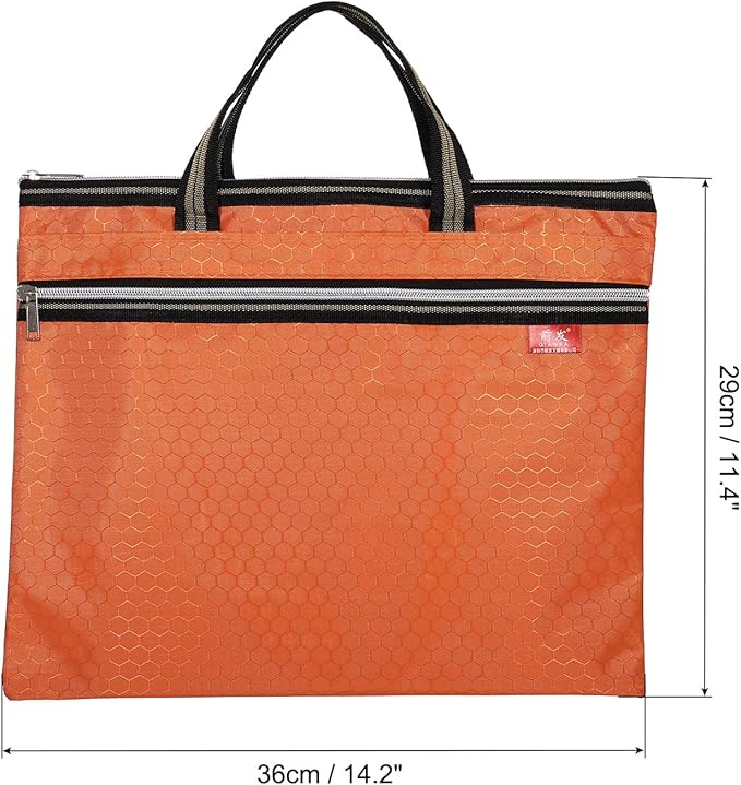 PATIKIL Waterproof Zipper File Bag, Documents Books Tools Storage Zip Pouch for Office Travel, Orange