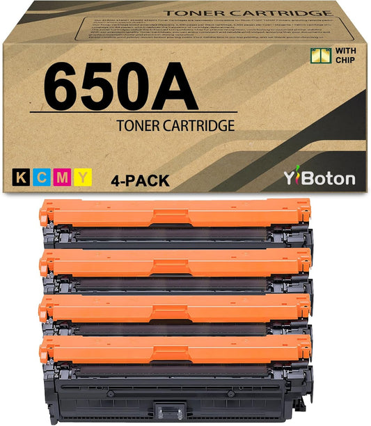 650A Toner Cartridge CE270A CE271A CE272A CE273A Toner Compatible for Color Enterprise CP5525 CP5525dn CP5525n CP5525xh M750 M750dn M750n M750xh Printer (4-Pack, Black/Cyan/Magenta/Yellow)