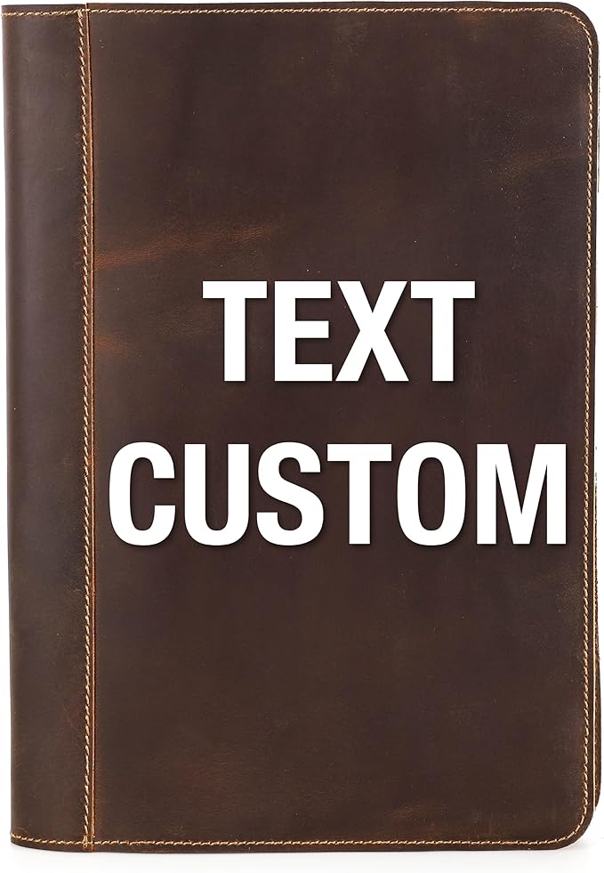 Top Grain Leather Text Custom Laptop Folio Case Protector, Vintage Open/Zipper Style, Fully Handmade, Compatible with MacBook Pro/Air 13.3"/14"/15"/16.2" & Other PC & Accessories