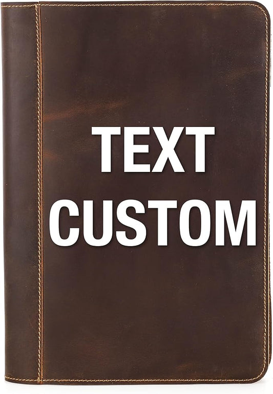 Top Grain Leather Text Custom Laptop Folio Case Protector, Vintage Open/Zipper Style, Fully Handmade, Compatible with MacBook Pro/Air 13.3"/14"/15"/16.2" & Other PC & Accessories