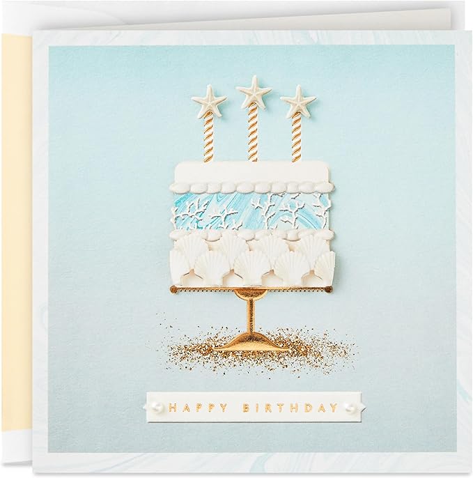 Hallmark Signature Birthday Card (Seashell Birthday Cake)