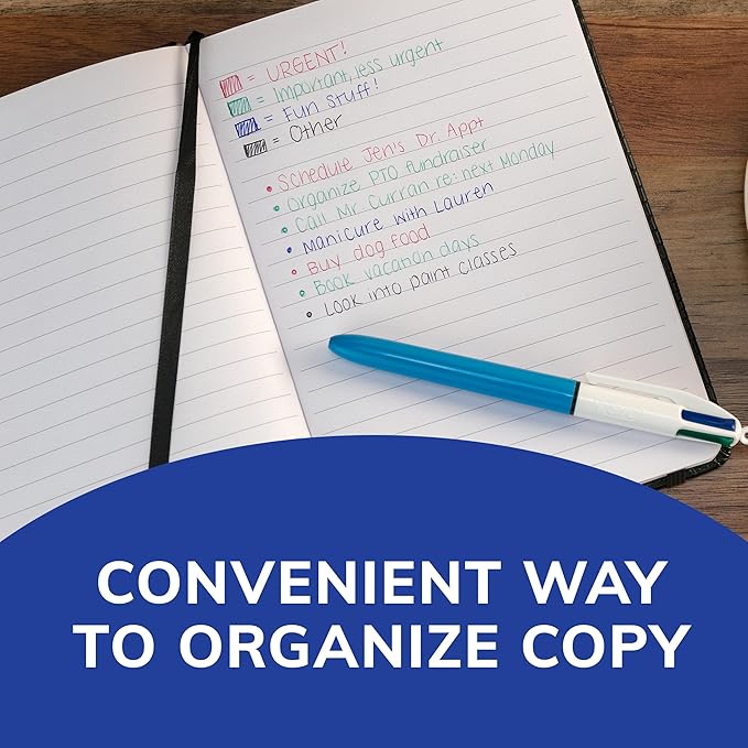 BIC 4-Color Original Retractable Ball Pens, Medium Point (1.0mm), 3-Count Pack, Retractable Ball Pen With Long-Lasting Ink