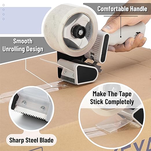 Mr. Pen 2-Inch Black Heavy Duty Packing Tape Dispenser Gun - 2 Pack with 2 Rolls Clear Tape Gun for Packing Boxes & Moving