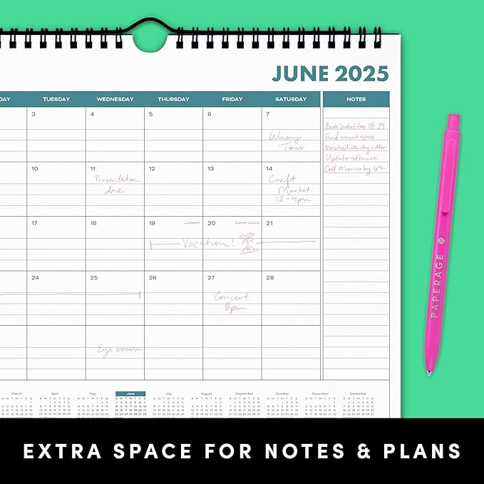 PAPERAGE Calendar 2025-12 Month (Navy), Minimalist Wall and Desk Calendar with Monthly Views and Yearly Plans – Small (9 in x 11 in)