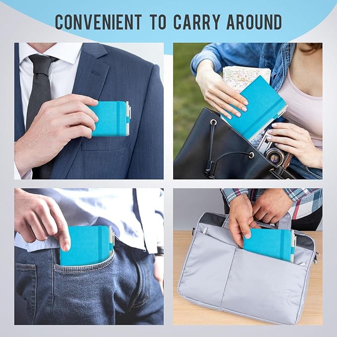 Pocket Small Notebook Journals, 8 Pack (Ocean Blue) Mini Notebook 3.7x5.7 Journaling Notebooks for Women Men, Hardcover Lined Note Pads with Pens for Work, Business, Travel Journal, Office Supplies