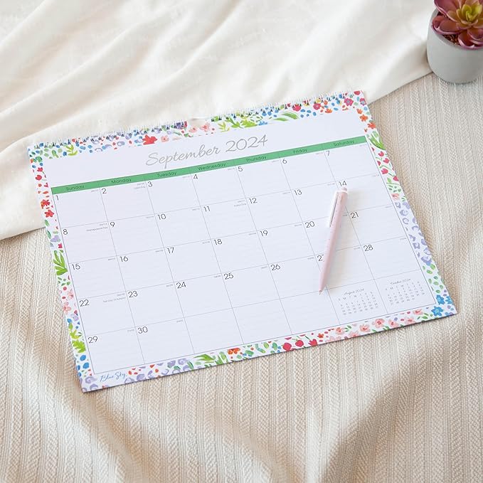 Blue Sky 2024-2025 Academic Year Monthly Wall Calendar, 15' x 12', Wirebound, Ditsy Dapple Light (148669-A25)