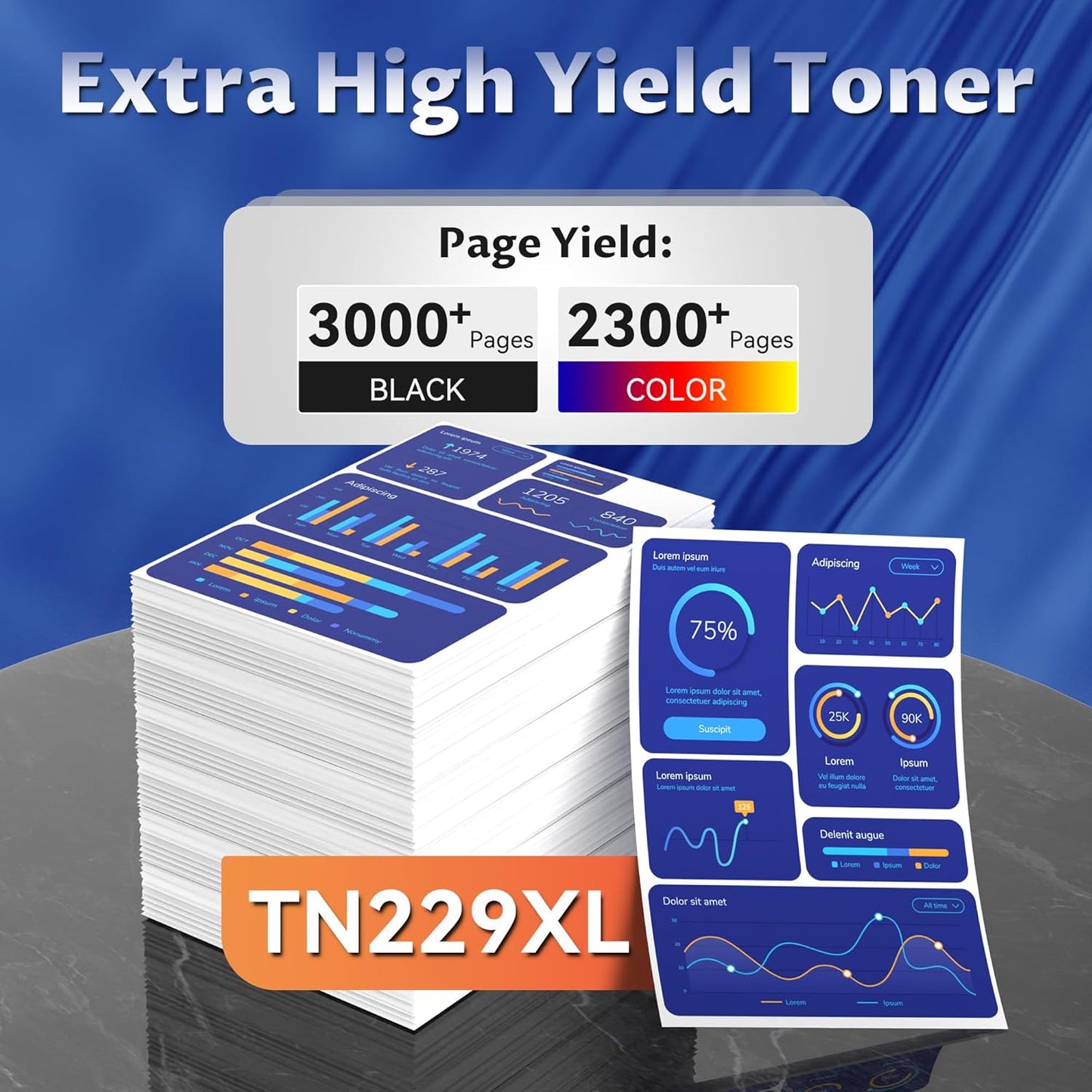 TN229XL Toner Cartridges High Yield MFC-L3720CDW MFC-L3780CDW Toner Compatible for Brother TN229XL TN229 Toner Cartridges for Brother HL-L3280CDW HL-L3220CDW HL-L3300CDW Printer(BK/C/M/Y,4 Pack)