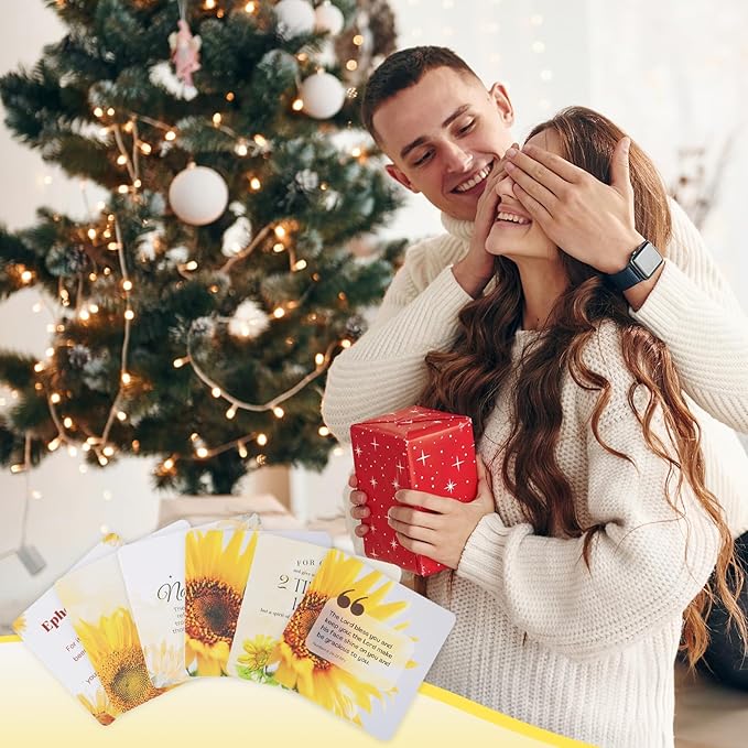 Bible Verse Prayer Cards, Sunflower 100 Scriptures Scratch-off Cards | Bible Verses for Daily Inspiration and Surprises, affirmations, Perfect Christian Gifts for Women, Prayer, and Encouragement