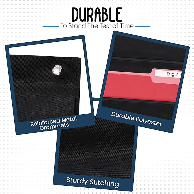 3 Pocket File Pocket Chart, Black, 14" Wide x 19.5" Tall - Versatile Wall Hanging File Folder Organizer for Classroom, Office, Home, and More - Wall Folder Organizer - 3 Pockets