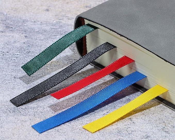 Bible Ribbon Bookmark Artificial Leather Multiple Page Marker with 5 Color Ribbons for Book Lover Reader Teacher Student Christmas Gift (Gray)
