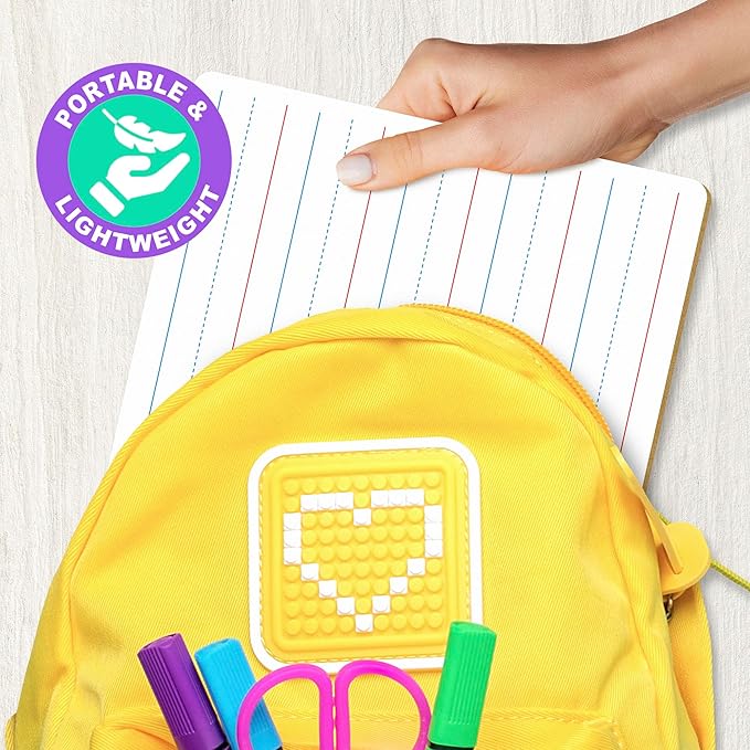 Scribbledo Double Sided Whiteboard Lined Dry Erase Board for Kids Ruled Writing Board Handwriting Practice Small White 9x12 Dry Erase Board with Lines Education Teacher Supplies