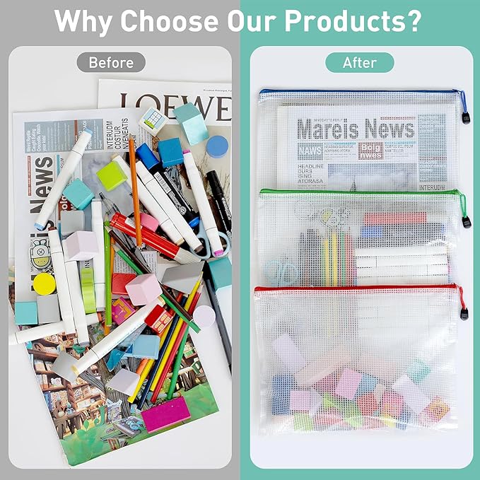 9pcs Mesh Zipper Pouch Bags, B5 Mesh Pouch, Plastic Zipper Pouches, 9 Colors for Organizing, Board Game Storage, Travel, School, Office