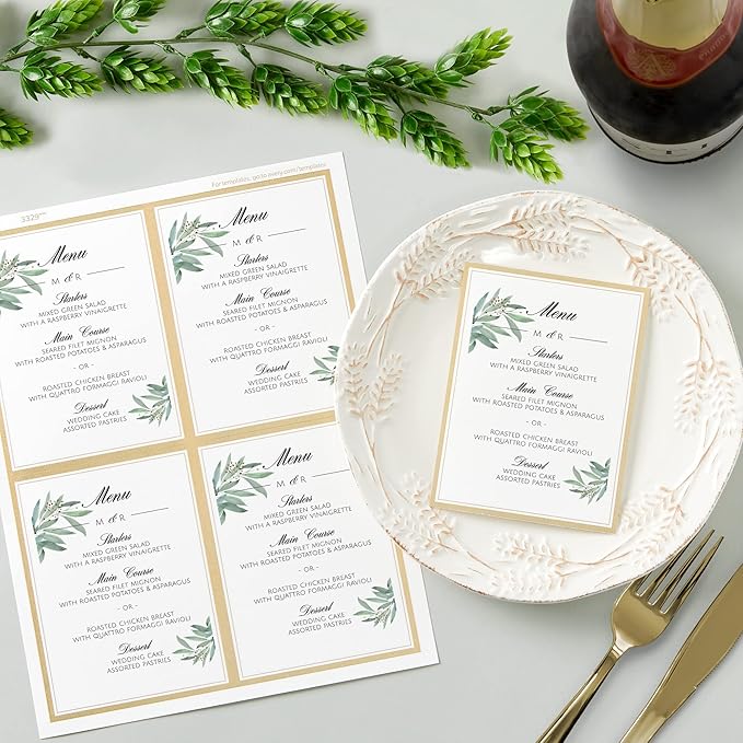 Avery Postcards with Metallic Gold Borders, 3-15/16" x 5-3/16", 40 Total, Laser/Inkjet Printable Postcards (3329)