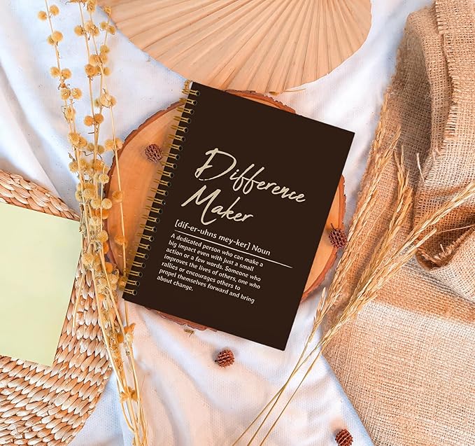 OXW Difference Maker Appreciation Gift, Meeting Notebook for Work, Thank You Gifts for Leader Mentor Manager Boss, Office Supplies Social Worker Notebook, Coffee Hardcover Spiral Notebook 5.5 x 8.3