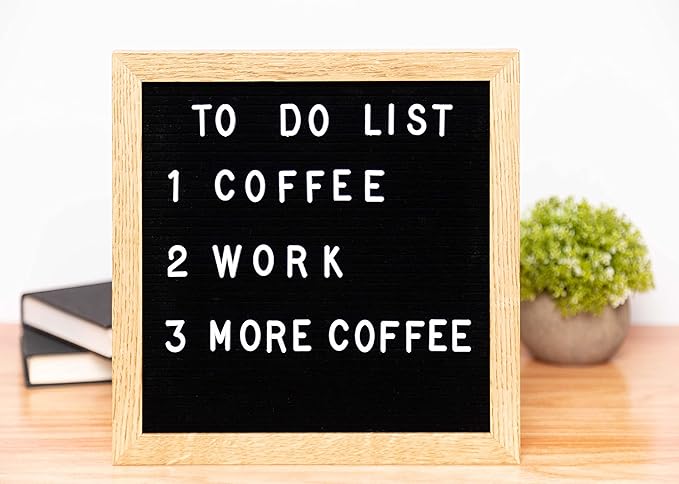 Pearhead Natural Wood And Black Felt Classic Letter Board Set, Includes 294 White Letters, Modern Reusable Message Board, Gender Neutral Photo Prop, Nursery And Home Decor, 10" x 10"