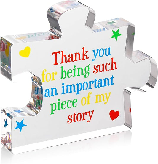 Teacher Appreciation Gifts for Women, Men - Thank You Engraved Acrylic Block Puzzle 4.1 x 3.5 inch - Heartwarming Teacher Gift - Cute Student Teacher Gifts - Novelty Daycare Teacher Gift