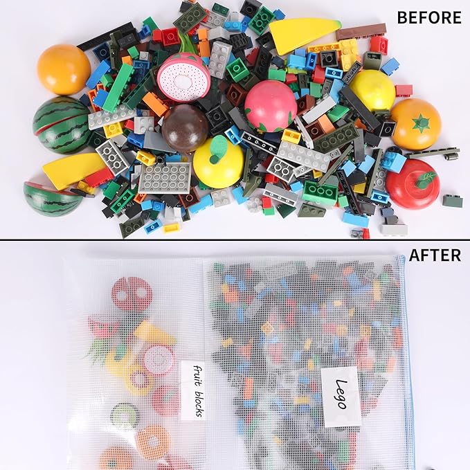 EOOUT 16pcs Mesh Zipper Pouch Bags, A3 Large Zipper Bags Board Game Storage with Labels, 16.7x12.4 Inch Plastic Zip File Folders Puzzle Storage Bags for Organizing Classroom Office Home