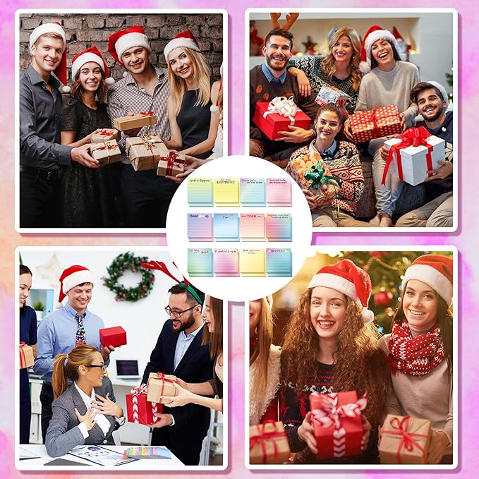 Yinder 24 Pcs Inspirational Sticky Notes with Lines Cute Motivational Sticky Notes Pad Employee Appreciation Gifts Bulk for Teacher Nurse Coworkers Office Supplies 3 x 3''(Classic Color,Thankful)